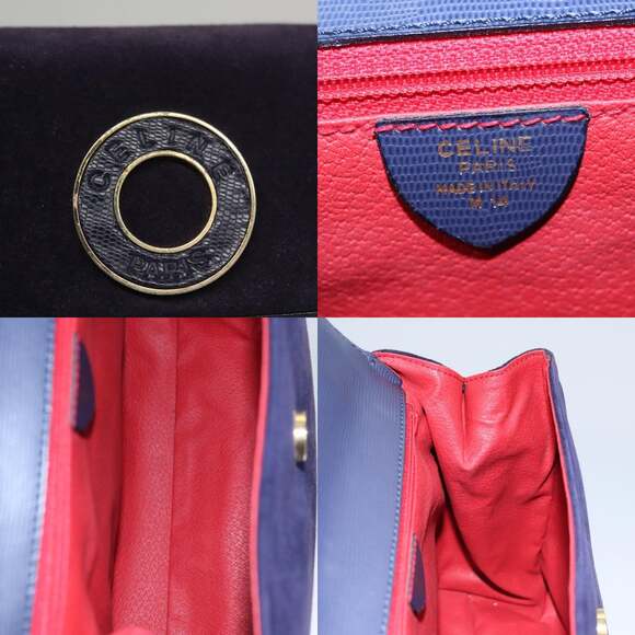 CELINE Hand Bag Suede Leather Purple Gold - Picture 11 of 13